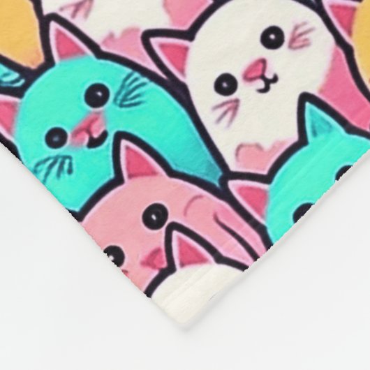 Speelse minimalistische katten in meerkleurige pas fleece deken (Hoek)