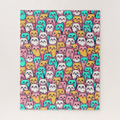 Speelse minimalistische katten in meerkleurige pas legpuzzel (Verticaal)