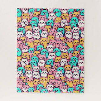 Speelse minimalistische katten in meerkleurige pas legpuzzel