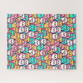 Speelse minimalistische katten in meerkleurige pas legpuzzel (Horizontaal)