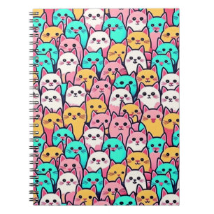 Speelse minimalistische katten in meerkleurige pas notitieboek