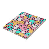 Speelse minimalistische katten in meerkleurige pas tegeltje (Zijkant)