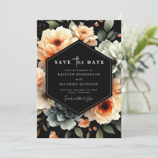 Speelse Minimalistische Perzik Huwelijk Save The Date (Staand voorkant)