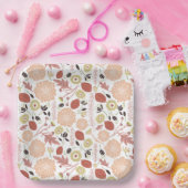 Speelse Mix Perzikgroene Geïllustreerde Bloemen Bl Papieren Bordje (Feest)