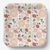 Speelse Mix Perzikgroene Geïllustreerde Bloemen Bl Papieren Bordje (Voorkant)