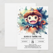 Speelse moderne aap verjaardag kaart (Voorkant / Achterkant)