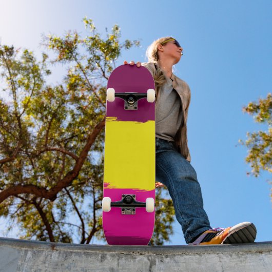 Speelse Moerbei Roze Gele Skateboard Deck (Buiten 1)