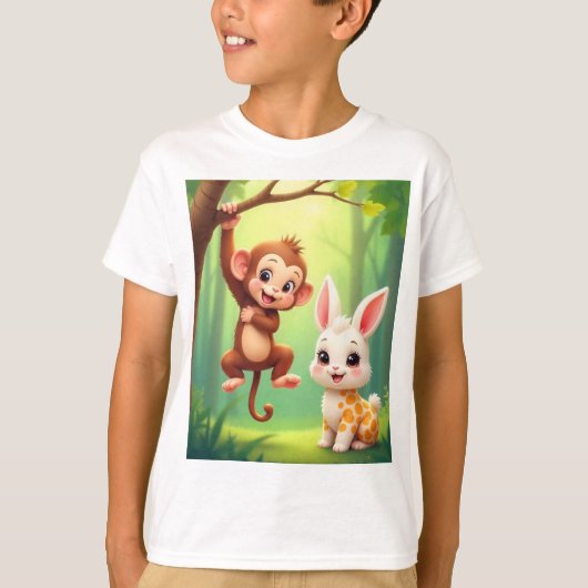 Speelse Monkey Kinderen T-shirt (Voorkant)