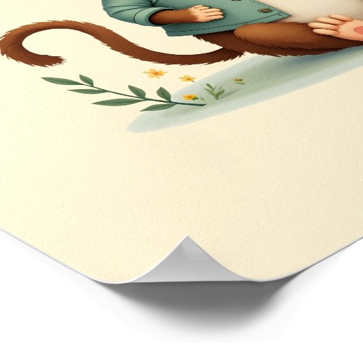 Speelse Monkey Safari Nursery Wall Art Poster (Hoek)