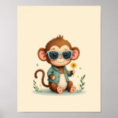 Speelse Monkey Safari Nursery Wall Art Poster (Voorkant)