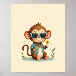 Speelse Monkey Safari Nursery Wall Art Poster