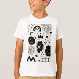 Speelse monochrome vormen t-shirt