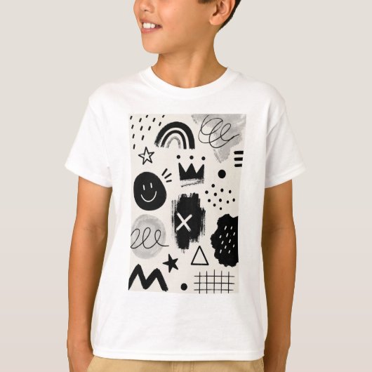 Speelse monochrome vormen t-shirt (Voorkant)