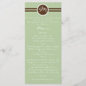 Speelse Monogram in Sage Groen Bruin Bruiloft Menu (Voorkant)