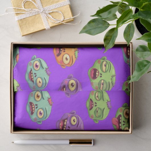 Speelse Monsters Zombies Voor Halloween Tissuepapier (Geschenk)