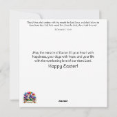 Speelse muis in bloeiende paastuin feestdagenkaart (Achterkant)