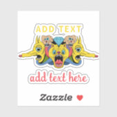 speelse multikleurige cartoon psychedelische wezen sticker (Vel)