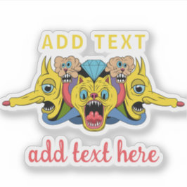 speelse multikleurige cartoon psychedelische wezen sticker