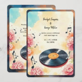 Speelse Muzikale Bloemen waterverf bruiloft Kaart (Voorkant / Achterkant)