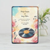 Speelse Muzikale Bloemen waterverf bruiloft Kaart (Staand voorkant)