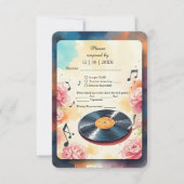 Speelse Muzikale Bloemen waterverf bruiloft RSVP Kaartje (Voorkant)