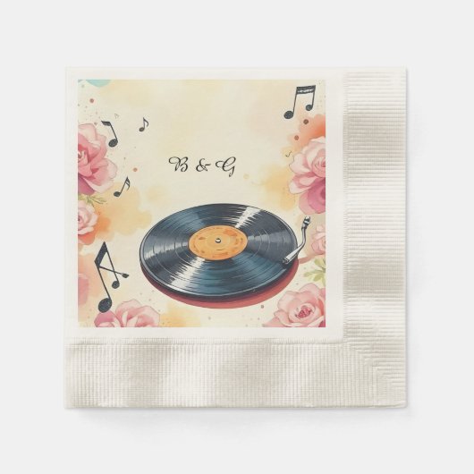 Speelse Muzikale Bloemen waterverf bruiloft Servet (Voorkant)