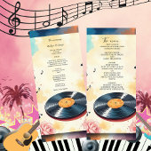 Speelse Muzikale Bloemen waterverf Trouwmenu Programmakaart