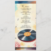 Speelse Muzikale Bloemen waterverf Trouwmenu Programmakaart (Voorkant)