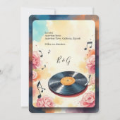 Speelse muzikale bloemenbruiloft save the date kaart (Achterkant)