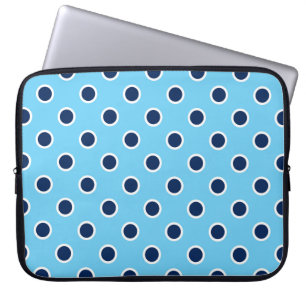 Speelse Navy Polka Dots, lichtblauwe laptophoes Laptop Sleeve