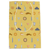 Speelse New York City Patroon Mosterdgeel Medium Cadeauzakje (Voorkant)