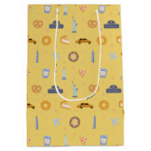 Speelse New York City Patroon Mosterdgeel Medium Cadeauzakje (Achterkant)