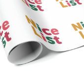 Speelse 'Nice List' Kerst Kleurrijke Typografie Cadeaupapier (Rol Hoek)