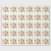 Speelse 'Nice List' Kersttypografie Roze Cadeaupapier (Vlak)