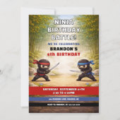 Speelse Ninjabattle Bamboebos Kinderverjaardag Kaart (Voorkant)