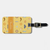 Speelse NYC-pictogrammen Patroon Gele naam Bagagelabel (Voorkant horizontaal)
