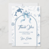 Speelse Oceaan Blauwe Zeeleven Babyshower Bedankkaart (Voorkant)