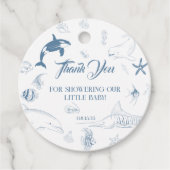 Speelse Ocean Blue Zee Life Baby shower Bedankjes Labels (Voorkant)
