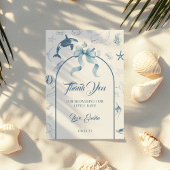 Speelse Ocean Blue Zee Life Baby shower Bedankkaart