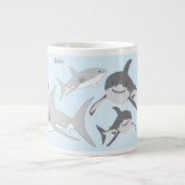 Speelse Ocean Sharks Blauw Ontwerp Grote Koffiekop (Voorkant)