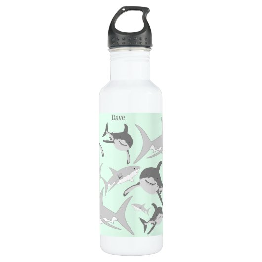Speelse Ocean Sharks Green Design Waterfles (Voorkant)