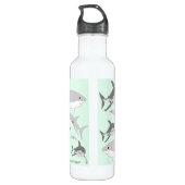 Speelse Ocean Sharks Green Design Waterfles (Achterkant)