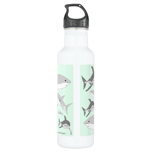 Speelse Ocean Sharks Green Design Waterfles (Achterkant)