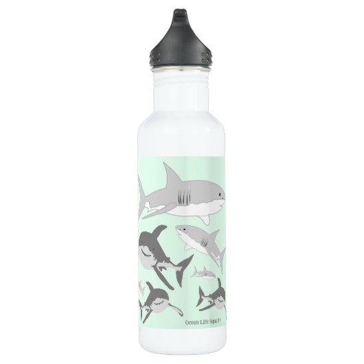 Speelse Ocean Sharks Green Design Waterfles (Rechts)