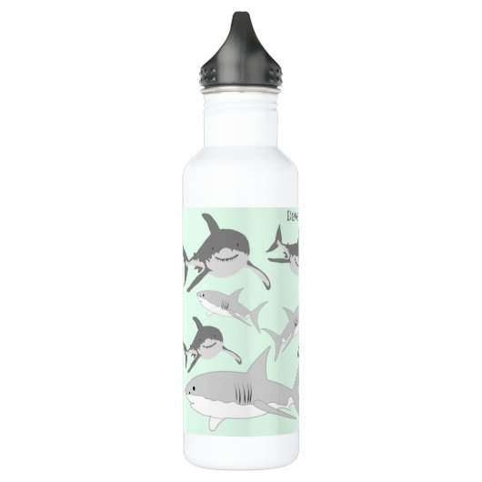Speelse Ocean Sharks Green Design Waterfles (Links)