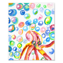 Speelse Octopus Print