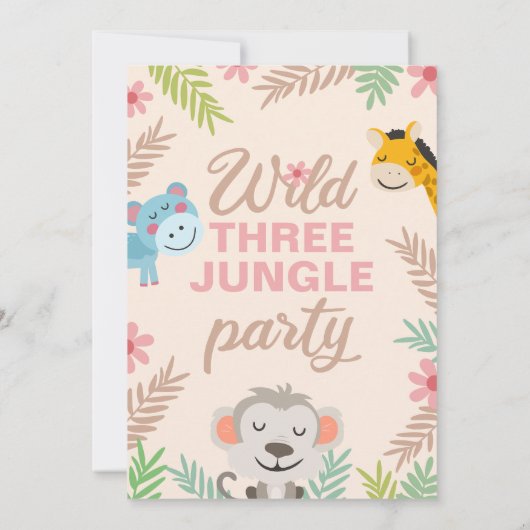 Speelse Oerwoud Pastel derde verjaardag Kaart (Achterkant)