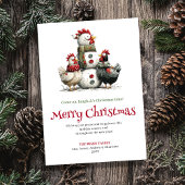 Speelse Onde Kippen Kerst Kaart