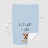 Speelse Opgewekte Corgi 'Kwispelend voor Birdies' Golfhanddoek (Insitu)