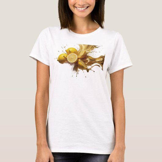 Speelse Oranje Abstracte Citroenen Draagbare Kunst T-shirt (Voorkant)